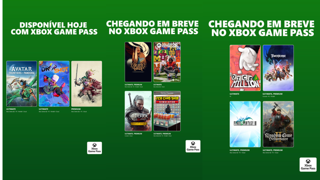 Xbox Game Pass amplia catálogo com RPGs de peso e Avatar